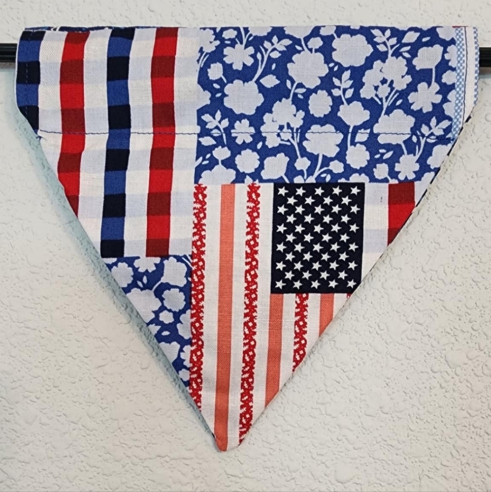 SMALL Patriotic Patchwork Dog Bandana